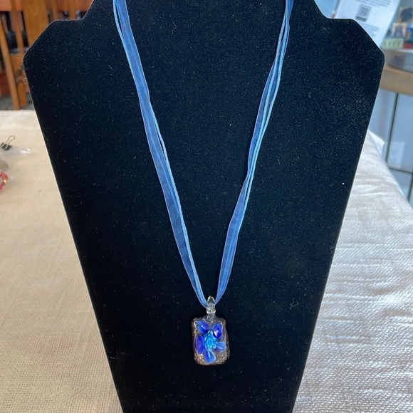💐5/25 glass flower art ribbon necklace - Picture 1 of 9